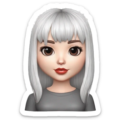 White girl with Black hair and bangs sticker