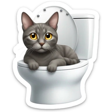 Cat sitting on toilet sticker