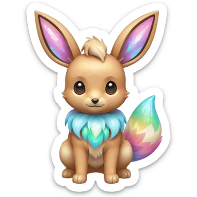 Kawaii Shiny Colorful Pastel Iridescent Glittery Eevee Full Body sticker