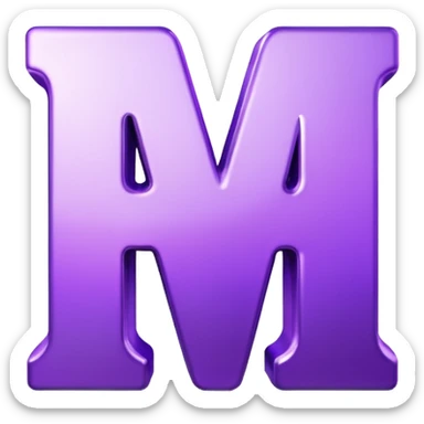 3D text that spells "me" in a shiny purple font  sticker