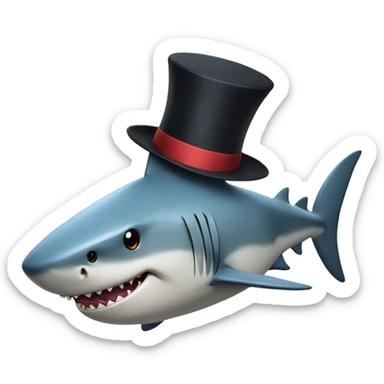 Shark with a top hat sticker