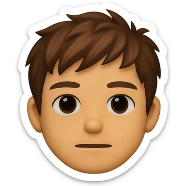 emoji face inspired by a young person with short tousled brown hair, light skin, neutral expression sticker