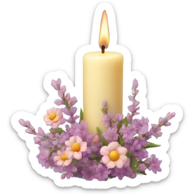 Wax candles with flowers on them sticker