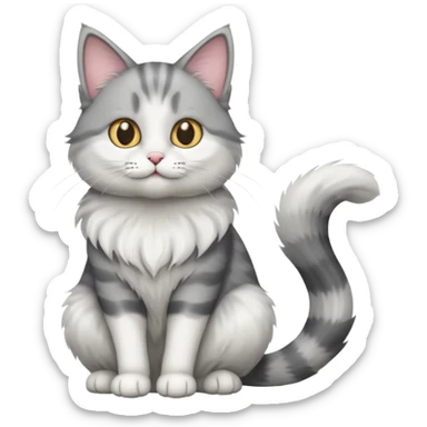 a grey and white cat sitting regally sticker