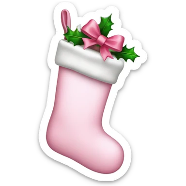  light pink Christmas stocking with bow sticker
