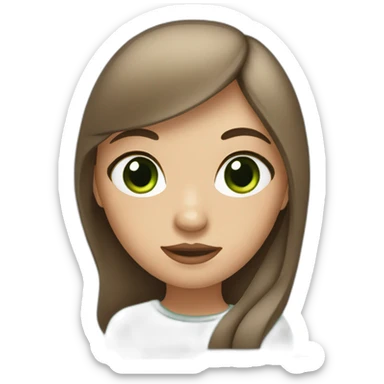 girl with long brown hair, big green eyes, full lips sticker
