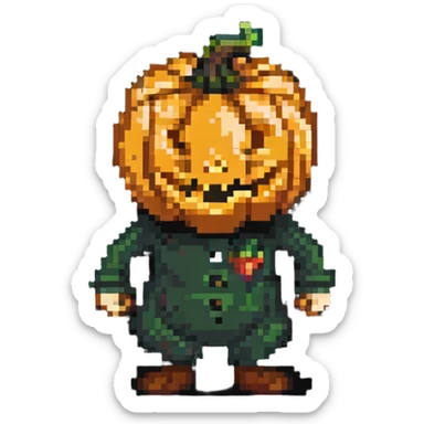 A pumpkin walking in the city sticker