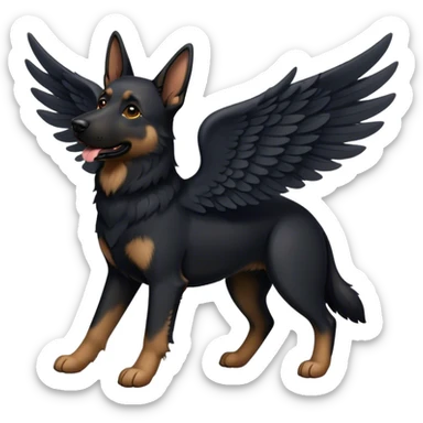 black german shepherd with wings sticker