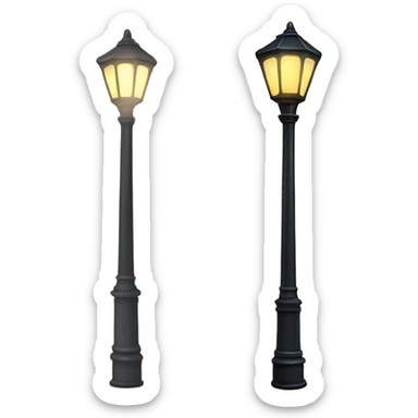 Realistic full length lit lamp post isolated.  sticker