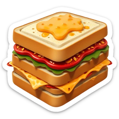 spicy sucuk sandwich object icon, toasted bread, sliced spicy sucuk inside, melted cheese, red chili peppers, steam coming out, 3D cartoon, mobile game icon style, centered, clean background, soft shadow, no text, no watermark
 sticker
