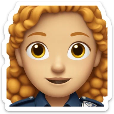 face of ginger girl police officer teen cute blue uniform  policia badge brown eyes sticker