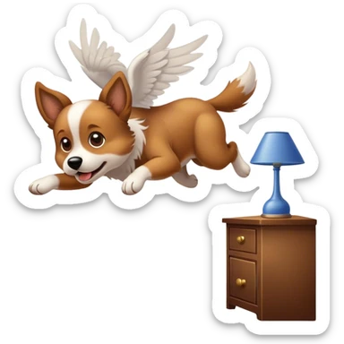 Dog flying around the house  sticker