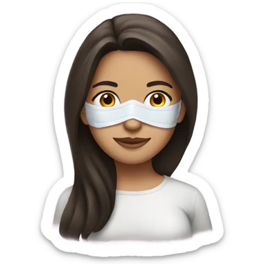 Brunette girl with facial mask sticker