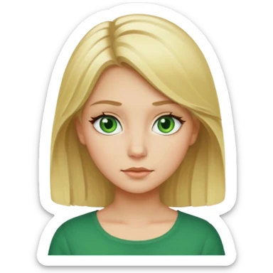 Blonde girl with medium hair and green eyes sticker