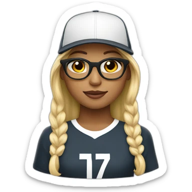 Emoji Girl with CR7 Cap with Blond hear short with Glases sticker