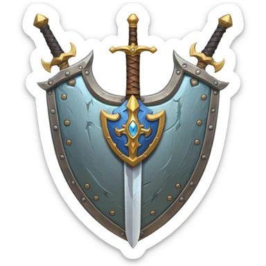 sword and shield, world of war craft style sticker