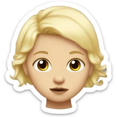 blonde hair baby with a blank stare sticker