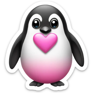 Pink heart with Pinguin  sticker