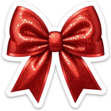 red glitter bow sticker