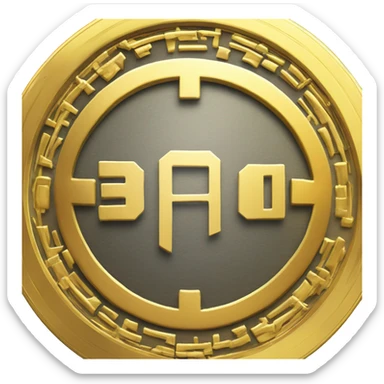 A shiny gold coin with a blockchain symbol or a futuristic "W3" logo in the center, representing the Web3 aspect of the game economy. sticker