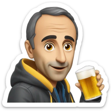 Eric Zemmour en train de boire une biere sticker