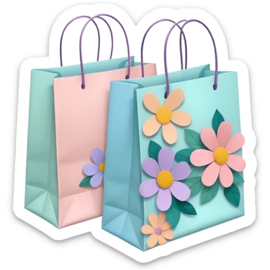 2 aesthetic shopping bag with pattern sticker
