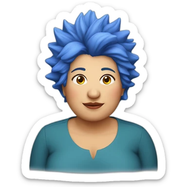 Middle-aged fat Chilean woman short spiky bright blue hair sticker