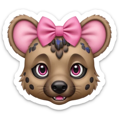 hyena with a pink bow, big sweet eyes sticker