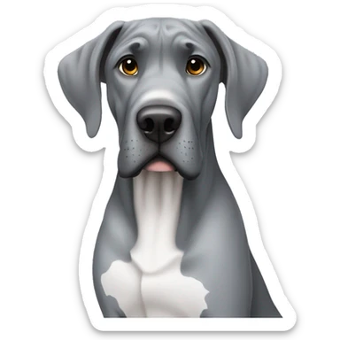 A Great Dane that is gray with a hint of blue sitting sticker
