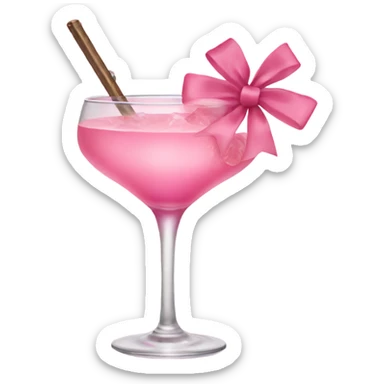 Pink Cocktail with a baby pink bow  sticker