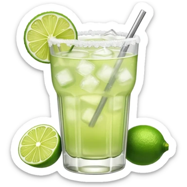 Margarita – glass with salted rim, lime wedge, ice sticker
