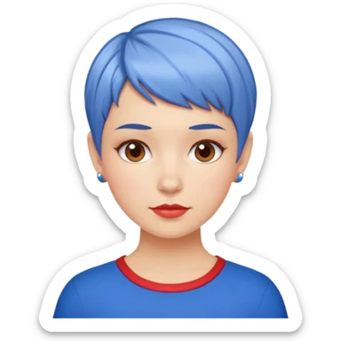 white girl pixie cut red and blue shirt sticker