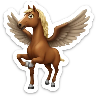 a brown horse with wings sticker