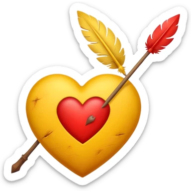 Hazme el corazón amarillo con una flechazo de arco sticker