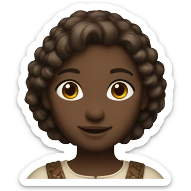 Medieval girl smiling, black skin, brown hair, hazel eyes sticker