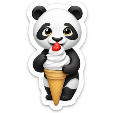 Panda eating ice cream sticker