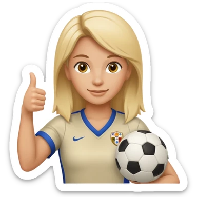 female soccer mentor giving a thumbs up sticker