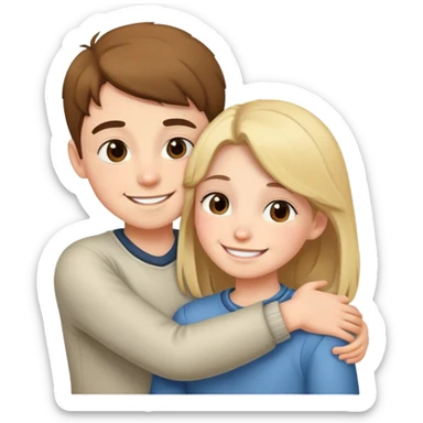 Girl hugging boy sticker