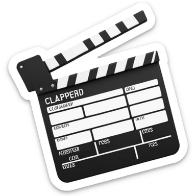 ultra simplified clapperboard, pure geometric abstraction, black and white, absolute minimum details sticker