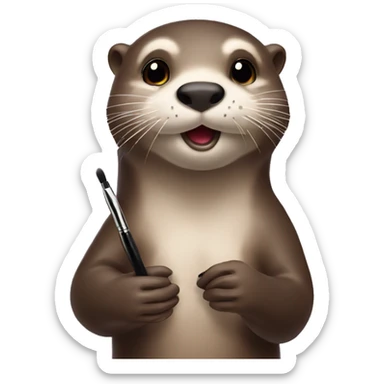 Otter putting on makeup sticker