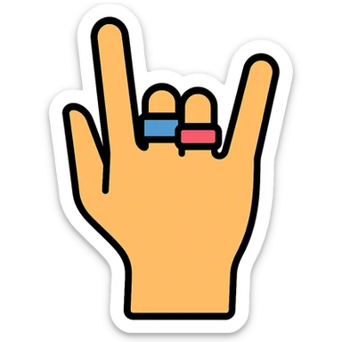 gangster hand gesture with rings color outline icon style sticker