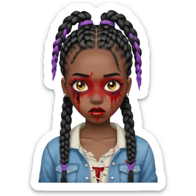 swag zombie black girl with braids sticker