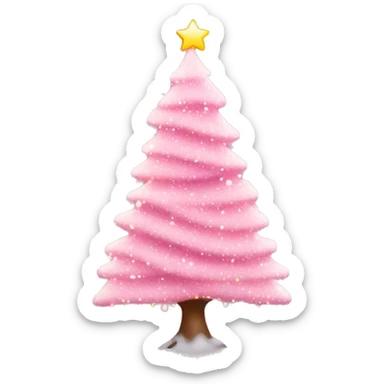 Pink Christmas tree with lights and snow  sticker