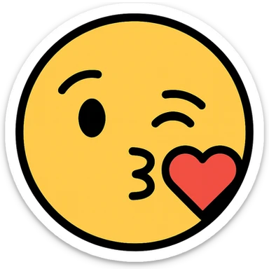 face blowing a kiss emoji, modern icon style, clean lines, simple shapes sticker
