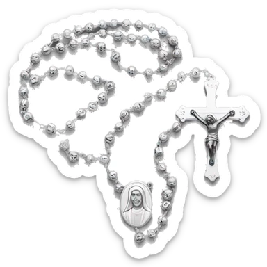 Silver catholic rosary  sticker