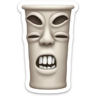 A pillar with human teeth  around the top and bottom sticker