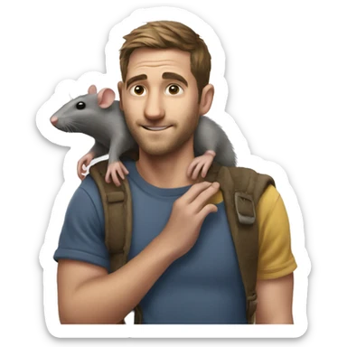 Rat on guys shoulder sticker