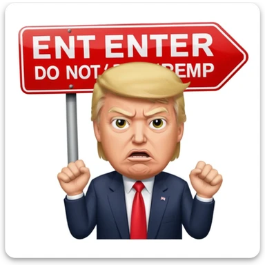 Angry Donald Trump with a do not enter sign over him sticker
