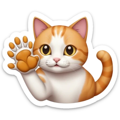 cat with paw reaching to owner sticker