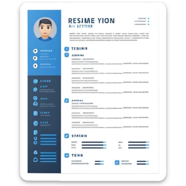 resume sheet with AI letters sticker